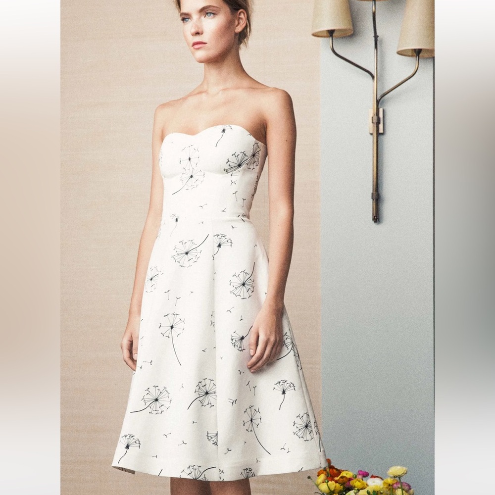 & Other Stories X Vika Gazinskaya White Dandelion Strapless Dress, US 4